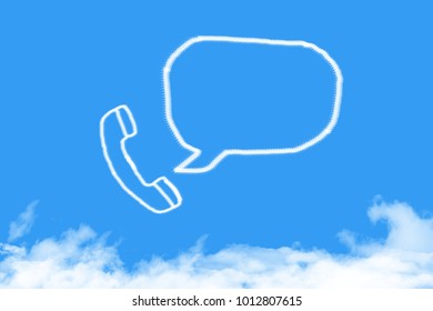 Voice from phone cloud shape on blue sky