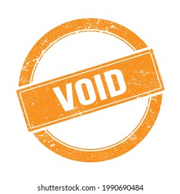 VOID text on orange grungy round vintage stamp.
