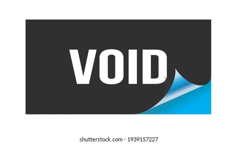 VOID text written on black blue sticker stamp.