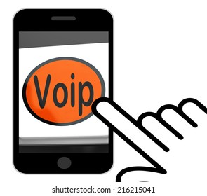 Voip Button Displaying Voice Over Internet Protocol Or Broadband Telephony