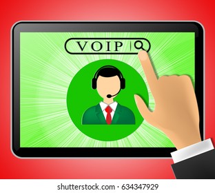 Voip Tablet Representing Internet Voice 3d Illustration
