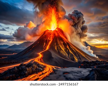 Volcano - An active volcano that erupts lava.