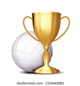 Volleyball Award. Volleyball Ball, Golden Cup. For Sport Promotion. Tournament, Championship Flyer Design. Club, Academy. Invitation Illustration - Powered by Shutterstock