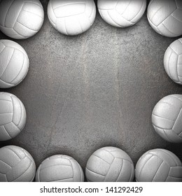 Volleyball Ball And Metal Wall Background