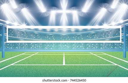 Volleyball Court with Spotlights. - Powered by Shutterstock