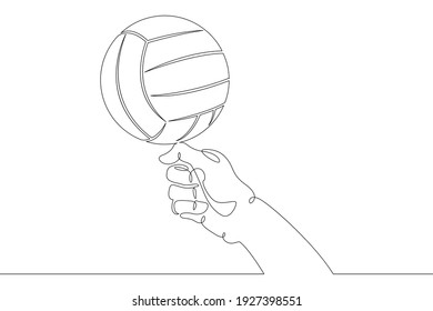 Volleyball. Hands reach for the volleyball in the game. One continuous drawing line  logo single hand drawn art doodle isolated minimal illustration - Powered by Shutterstock