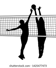 Volleyball Player Silhouette Isolated On White Stock Illustration ...
