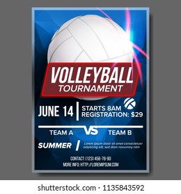 Volleyball Poster. Banner Advertising. Sand Beach, Net. Sport Event Announcement. A4 Size. Game, League Design. Volley Championship Label Illustration - Powered by Shutterstock