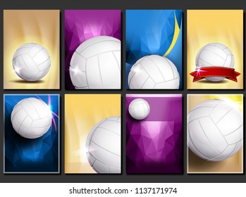 Volleyball Poster Set. Empty Template For Design. Promotion. Volleyball Ball. Vertical Modern Tournament. Sport Event Announcement. Banner, Flyer Advertising. Blank Illustration - Powered by Shutterstock