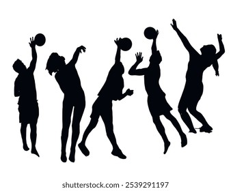 volleyball silhouettes collection. Silhouette of a person playing volleyball. Set of volleyball player vector file. beach volleyball game. - Powered by Shutterstock