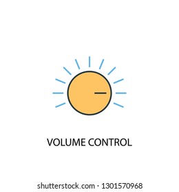 Volume Control Concept 2 Colored Line Icon. Simple Yellow And Blue Element Illustration. Volume Control Concept Outline Symbol Design From Music Set