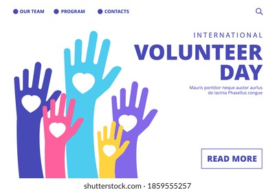 Volunteer Day Landing Page. Volunteering Banner Template