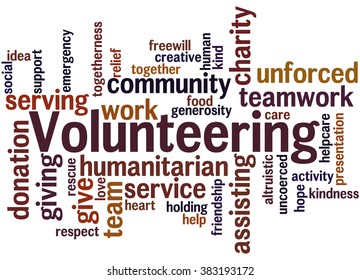 Volunteering Word Cloud Concept On White Stock Illustration 383193172 ...