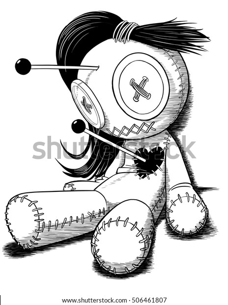 Voodoo Doll Two Pins Stuck Stock Illustration 506461807