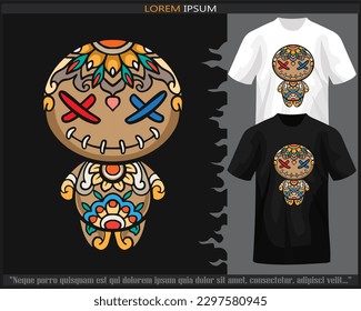 Voodoo dolls mandala arts illustration isolated black   white t shirt 
