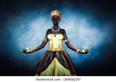 Voodoo Queen Or Lady Shaman,3d Illustration For Book Cover Ideas