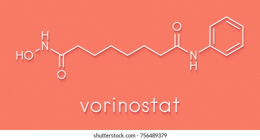 Vorinostat Cutaneous T Cell Lymphoma Drug Molecule. Acts As Histone Deacetylase Inhibitor. Skeletal Formula.