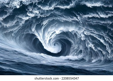 Vortex Hurricane Storm Waves Crashing Cyclone Storming Sea Splashing Tsunami Breaking Storming Peaks Down Tempest  Landscape Fury Crests Strong Wild  Atlantic Seascape 3d Illustration