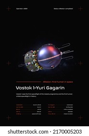 Vostok 1 Spacecraft 3D Illustration Poster