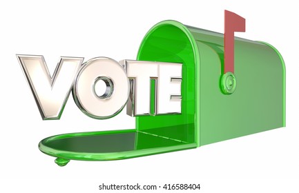 Vote Absentee Ballot Election Word Mailbox 3d Illustration