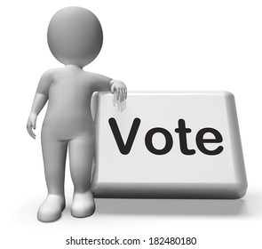 Vote Button With Character Showing Options Voting Or Choice