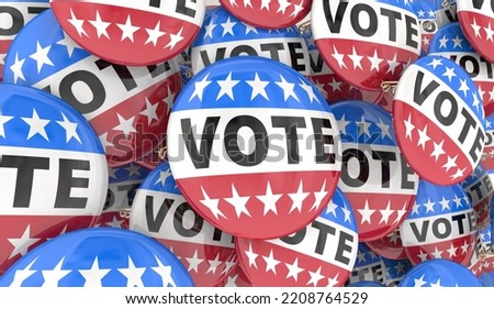 Vote Button Pins Election Integrity Protection Participate Democracy 3d Illustration