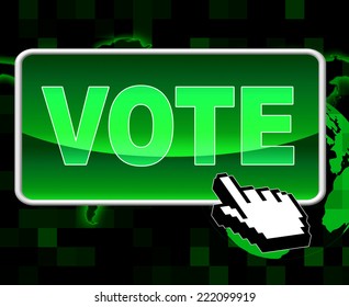 Vote Button Representing World Wide Web And Website