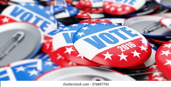 vote election badge button for 2016 background