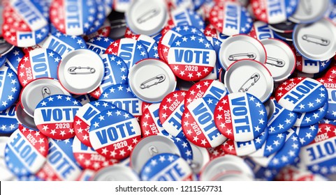 Vote Election Badge Button For 2020 Background, Vote USA 2020, 3D Illustration, 3D Rendering