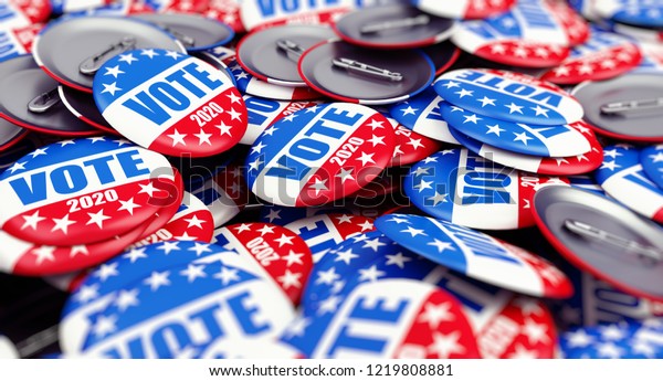 vote election badge button for
2020 background, vote USA 2020, 3D illustration, 3D
rendering