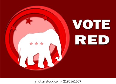 Vote Red Concept With Elephant Silhouette. Elections In The United States. US Mid-term Elections, Race For Congress. United States Senate Elections