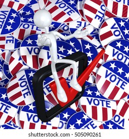 Vote Voting Choice Elect Election Concept With The Original 3D Character Illustration

