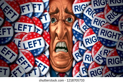 Voter Stress And Vote Or Voting Psychological Pressure Concept As An Election Campaign Psychology Distress Symbol With Conservative And Liberal Competing With 3D Illustration Elements.