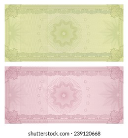 Voucher, Gift Certificate, Coupon, Ticket Template. Guilloche Pattern (watermark, Spirograph). Background For Banknote, Money Design, Currency, Bank Note, Check (cheque), Ticket