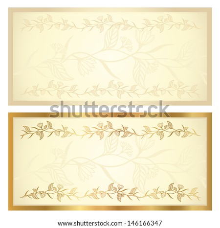 voucher template floral pattern border background stock illustration