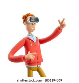 VR Concept. Nerd Larry In Virtual Reality Glasses. 3d Illustration.