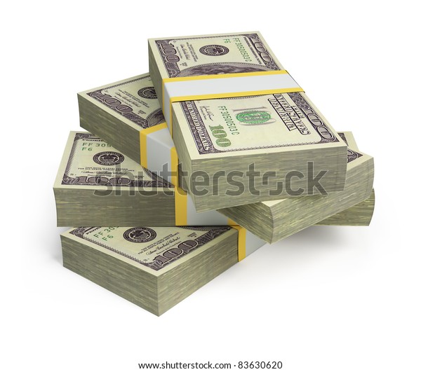 ドルの札束 3d画像 白い背景 のイラスト素材 6306