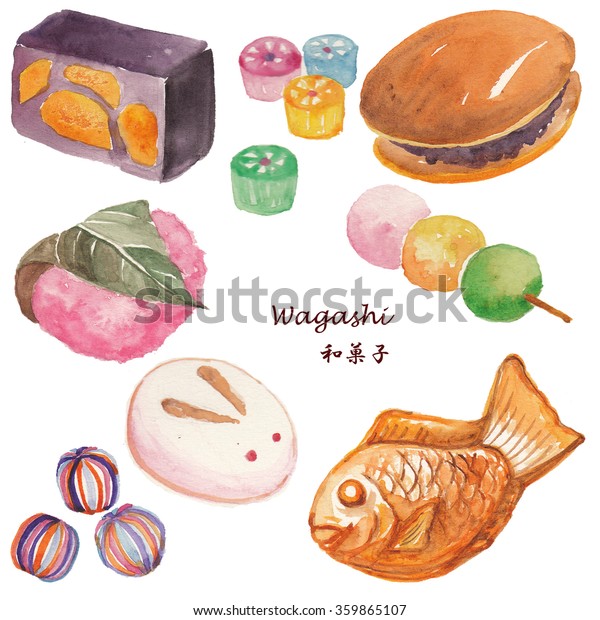 和菓子 和菓子 水彩イラスト のイラスト素材 359865107