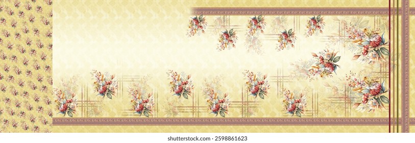 Wait less Saree Design For Digital Print on light fabric
