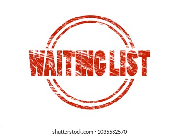 waiting list red vintage rubber stamp isolated on white background