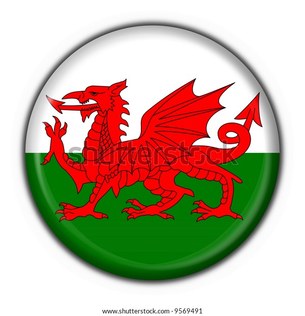 Wales Button Flag Round Shape Stock Illustration 9569491