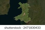 Wales - Great Britain highlighted on a low resolution satellite map