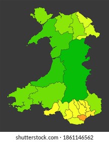 Wales Population Heat Map As Color Density Illustration