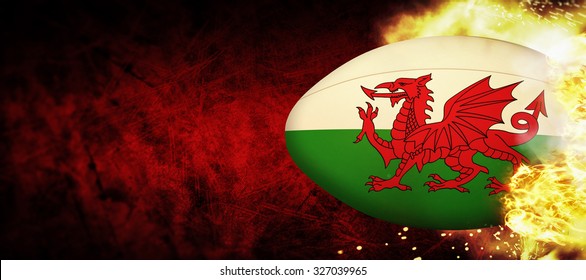 Wales Rugby Ball Against Dark Background