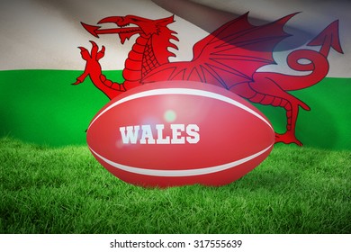 Wales Rugby Ball Against Wales Flag