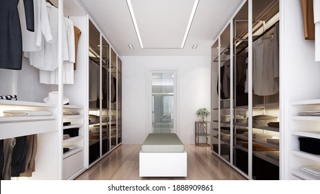Walk In Closet Interior Design-3d Rendering