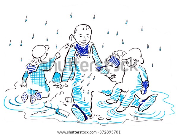 Walk Outside Kindergarten Nursery Happy Kids Stock Illustration