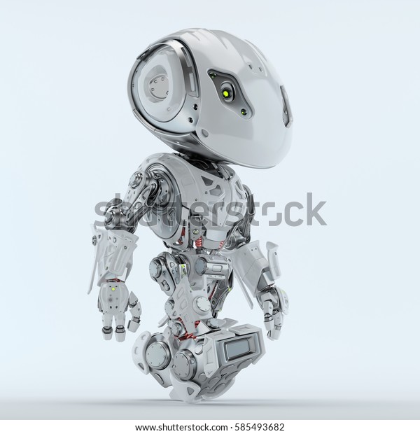 歩くbbotかわいいロボット3dレンダリング のイラスト素材