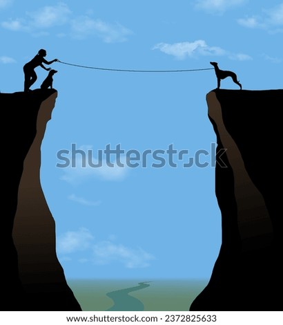 Walking the dog perils is the theme of this 3-d illustration.