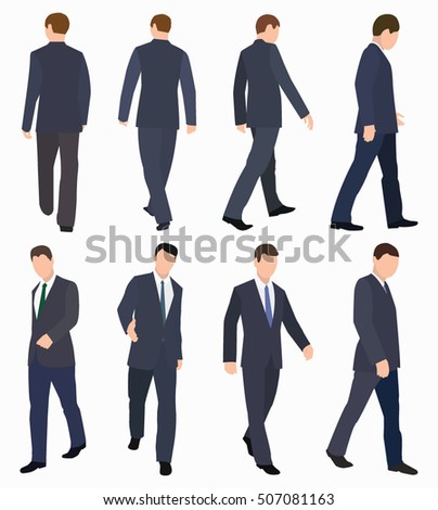 Walking Men Front View Back View Stock Illustration 507081163 ...